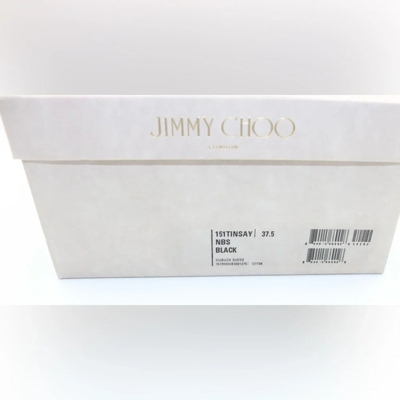 Jimmy Choo Tinsay 85 Black Nubuck Sandal 37.5 - Picture 7 of 7